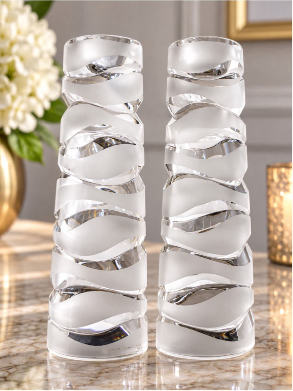 Cristal d’Arques Crescendo French Lead Crystal Candlesticks – Set of 2